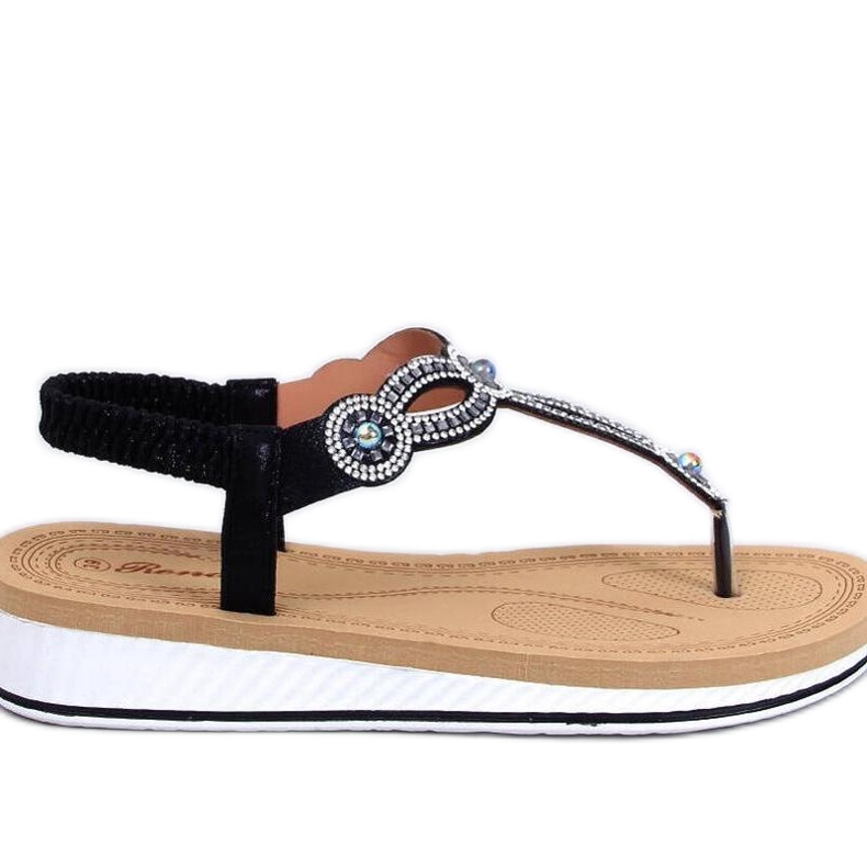 Harani Svarta flip-flop sandaler med zirkoner - Inello