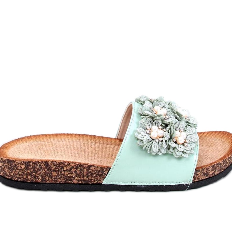 Sandal Cork flipflops med blommor Emiles Green - Inello grön