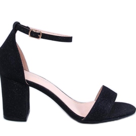 Yanas Svarta iriserande högklackade sandaler - Inello