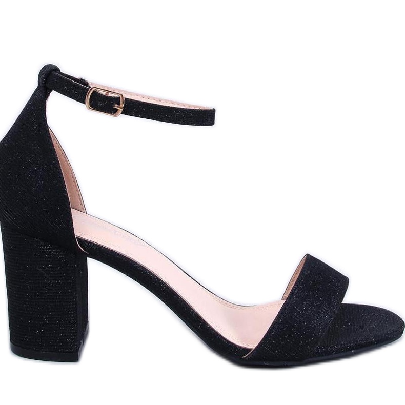 Yanas Svarta iriserande högklackade sandaler - Inello