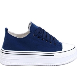 Loic Navy sneakers med hög sula - Inello