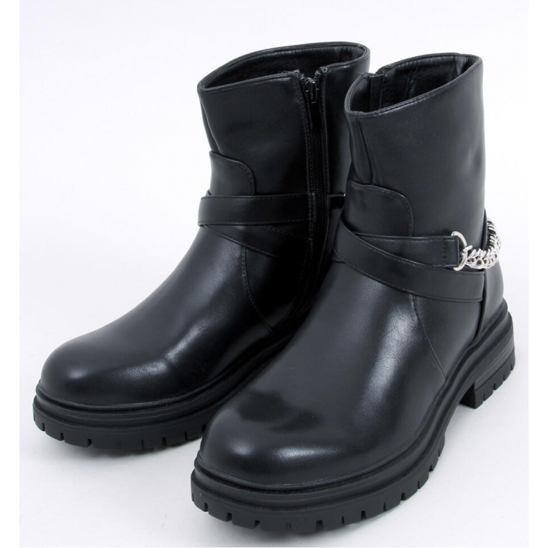 Cindy Black chain ankelboots - Inello svart