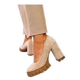 Angela Khaki pumps med hög klack och plattform - Inello grön