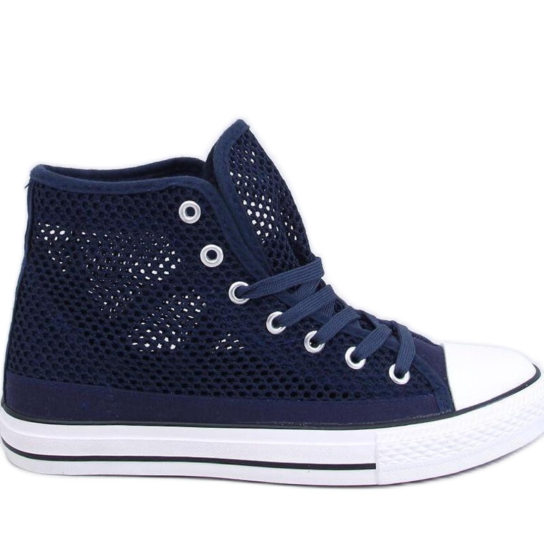 Genombrutna high-top sneakers Mousse Navy - Inello