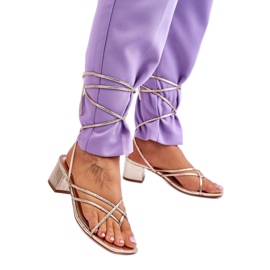 Step in style Model Secret Love LOLA5023 Guldsandaler med snörning - Steg i stil