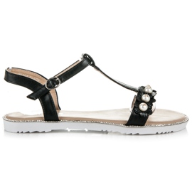 Nio Nio Platta Sandaler Med Pärlor svart