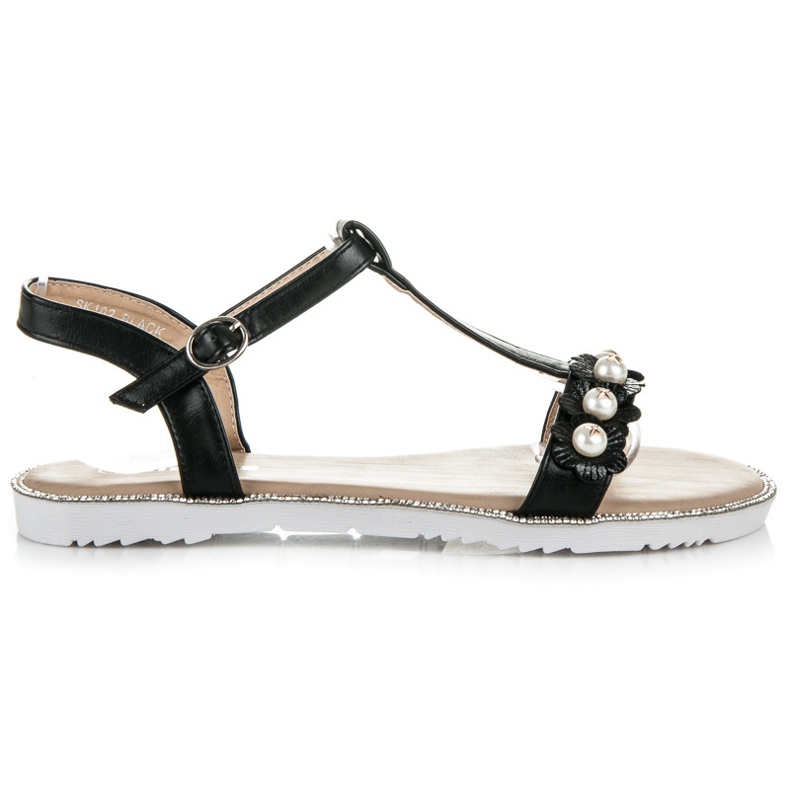 Nio Nio Platta Sandaler Med Pärlor svart