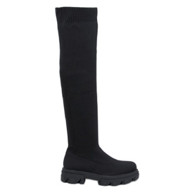 Nusses Svarta over-the-knee boots med en flexibel ovandel