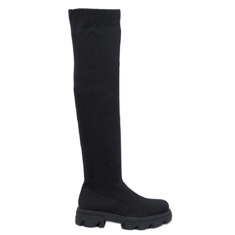 Nusses Svarta over-the-knee boots med en flexibel ovandel