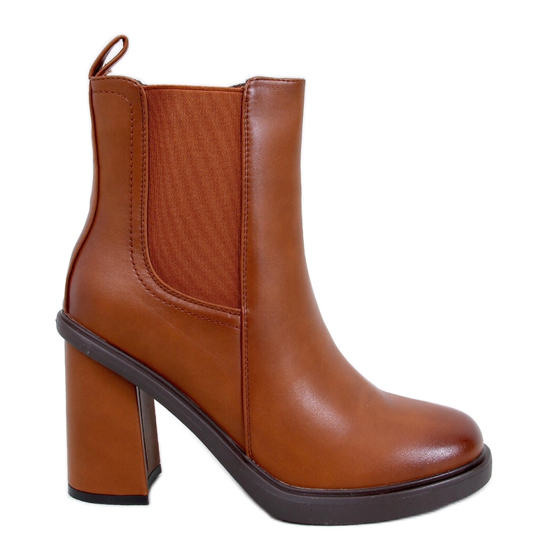 Lilley Camel Chelsea boots med hög klack brun