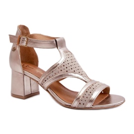 Maciejka Beige/Guld högklackade sandaler