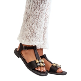 Damsandaler med S.Barski Black dekoration svart