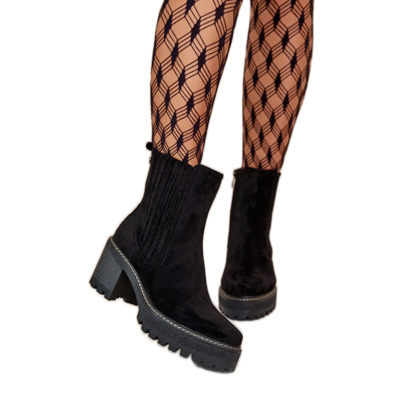 Svarta högklackade ankelstövlar för kvinnor