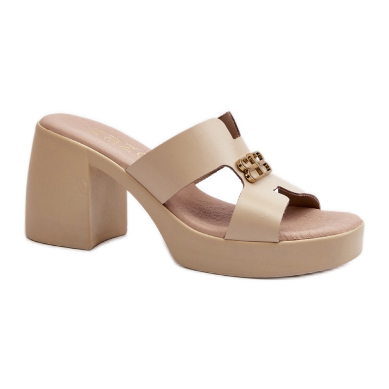 Zazoo beige damflip-flops med stabil klack