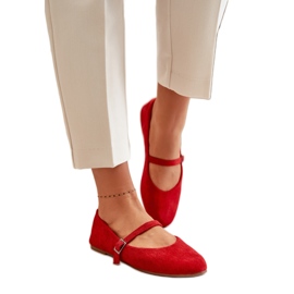 Röda balettlägenheter för kvinnor med bälte