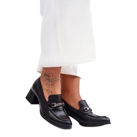 Svarta högklackade pumps för kvinnor med dekoration