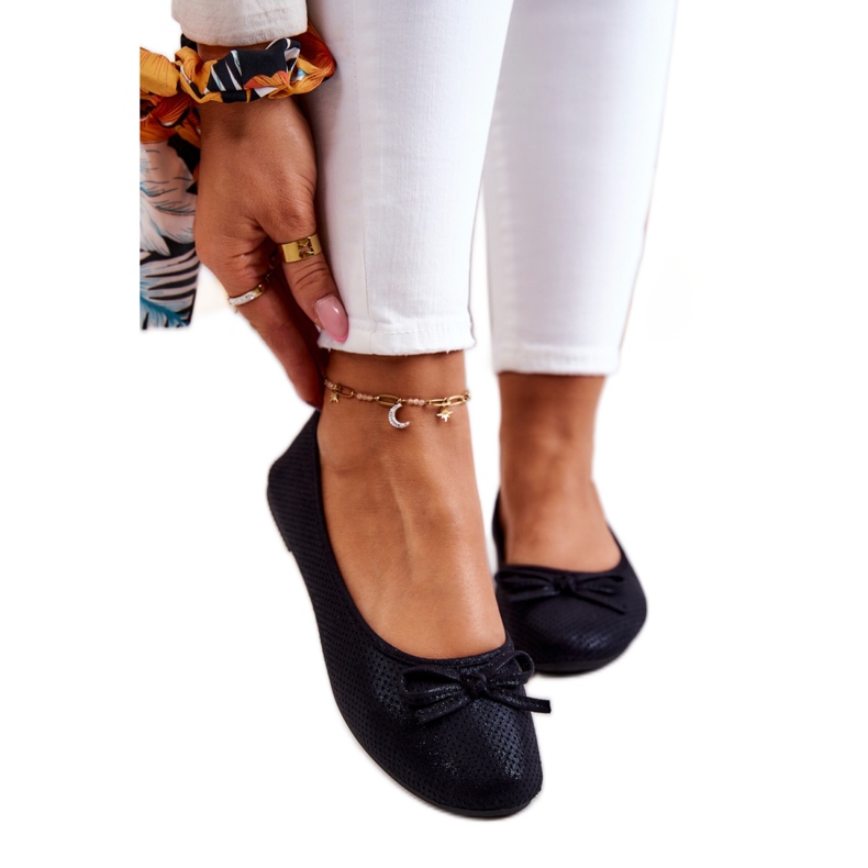 Dambalettlägenheter med rosett Svart