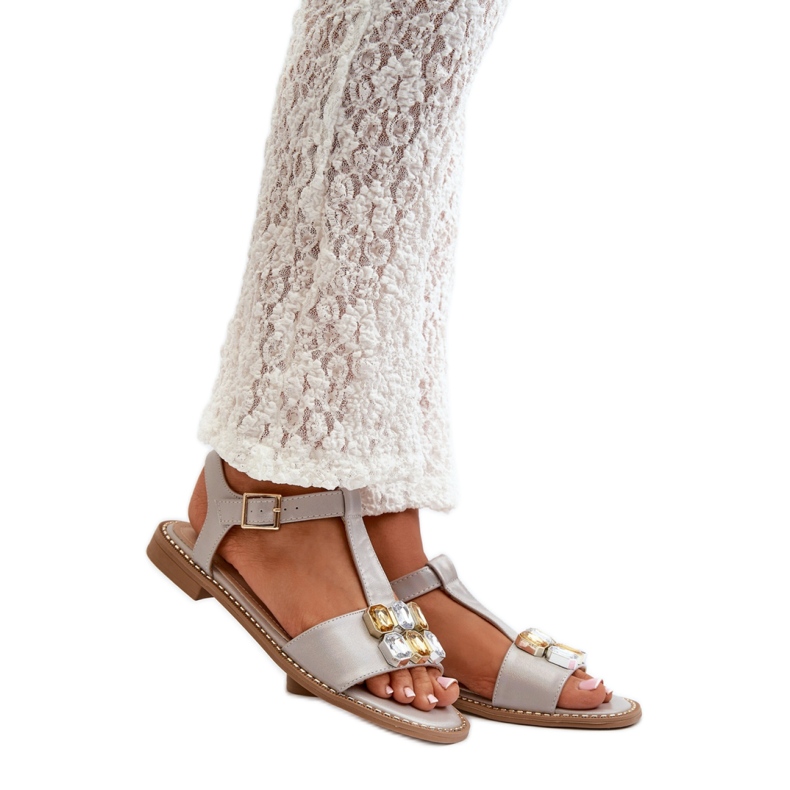 S. BARSKI Damsandaler med dekorativa detaljer S.Barski beige