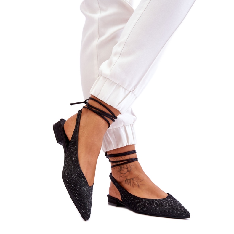 Dambalettlägenheter med öppen klack Svart