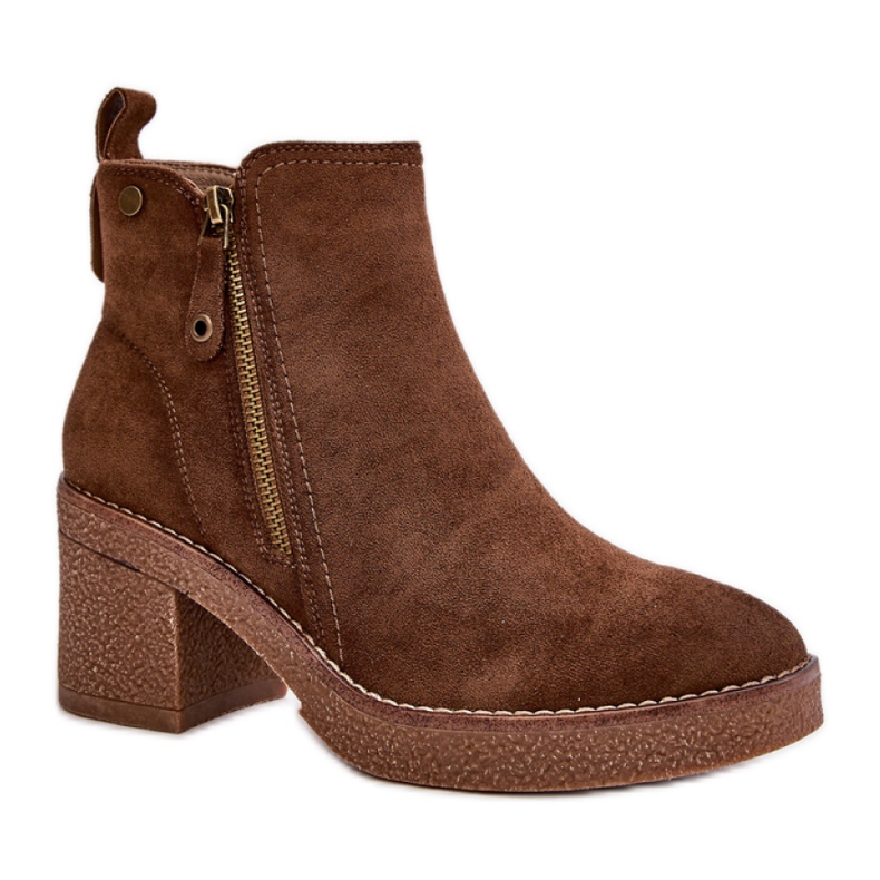 Bruna högklackade ankelstövlar för kvinnor