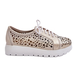 Zazoo Gold Läderskor för kvinnor gyllene