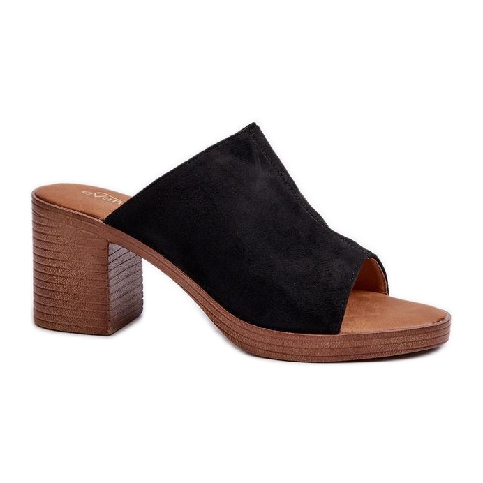 Eleganta svarta högklackade flip-flops