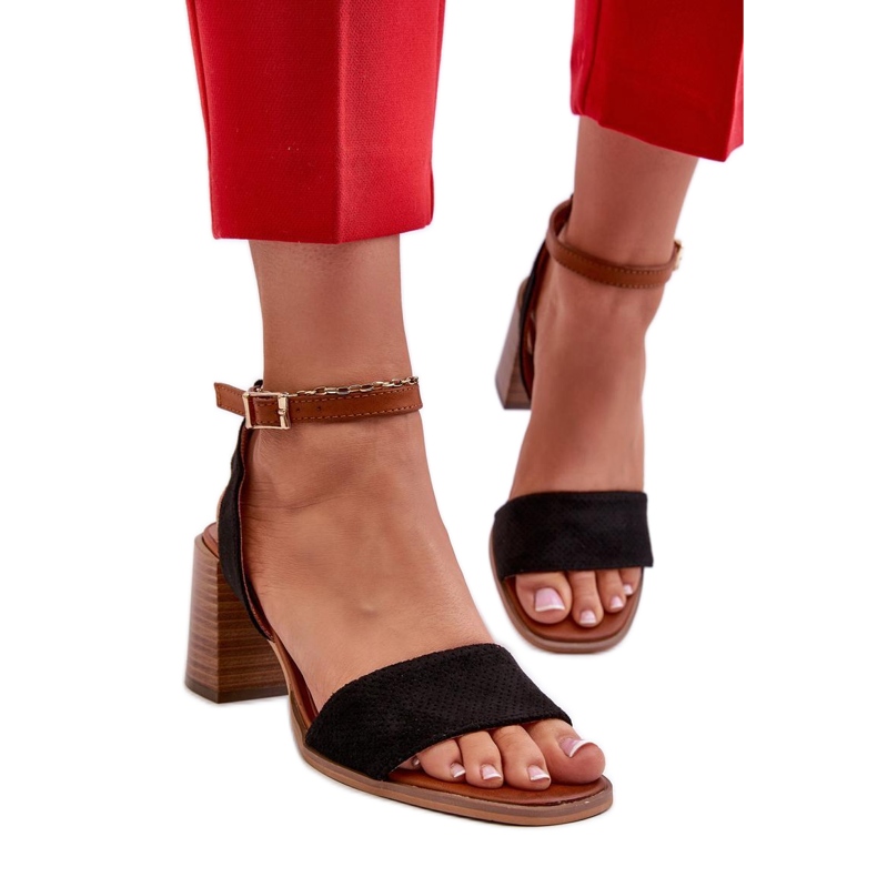 Högklackade damsandaler Svarta