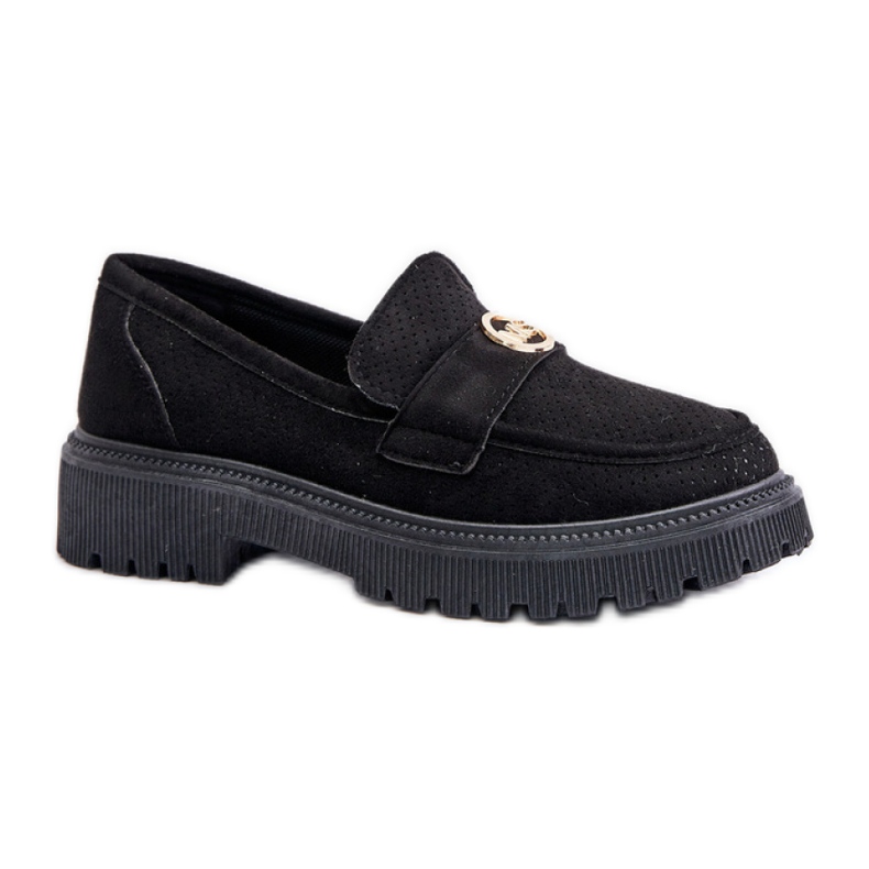 Mockasinskor med gulddetalj Svart