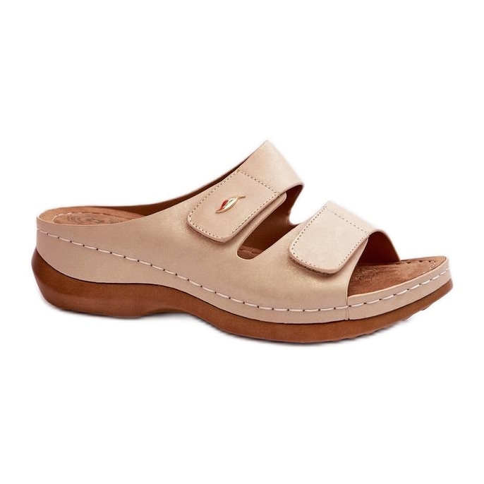 Beige damflip-flops med platt sula
