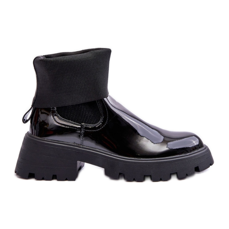 Step in style Chelsea boots Modell Pavo DES925M Black Lakier - Steg i stil svart