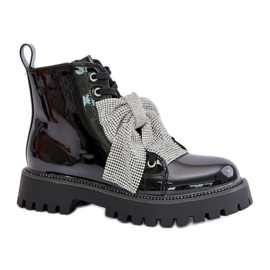 Lackkängor för damer med svart rosett