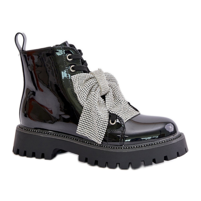 Lackkängor för damer med svart rosett