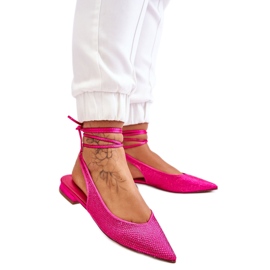 Knyt balettlägenheter med fuchsia strass rosa