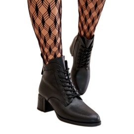 Vinceza svart läder högklackade ankelstövlar för kvinnor