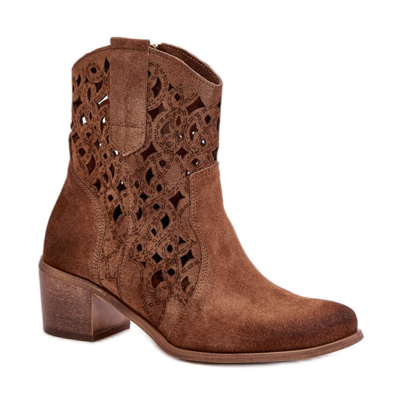 Lewski Ankelboots i mocka med genombruten ovandel brun