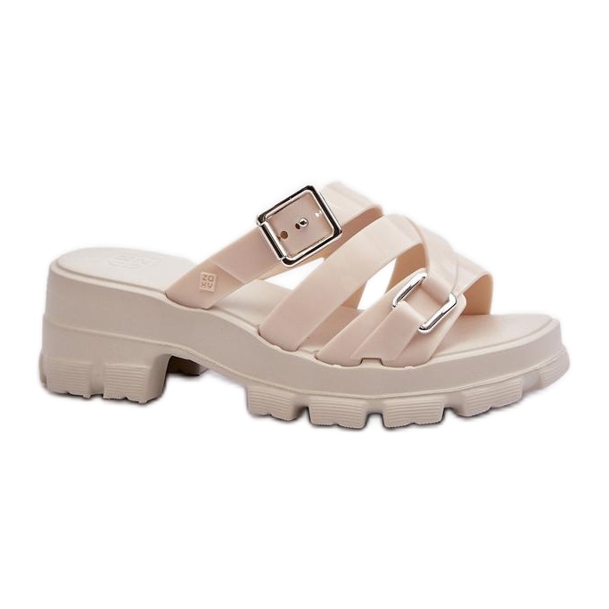Zaxy Light Beige högklackade flipflops för kvinnor
