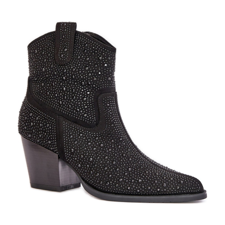 S.Barski Black utsmyckade högklackade cowboystövlar svart