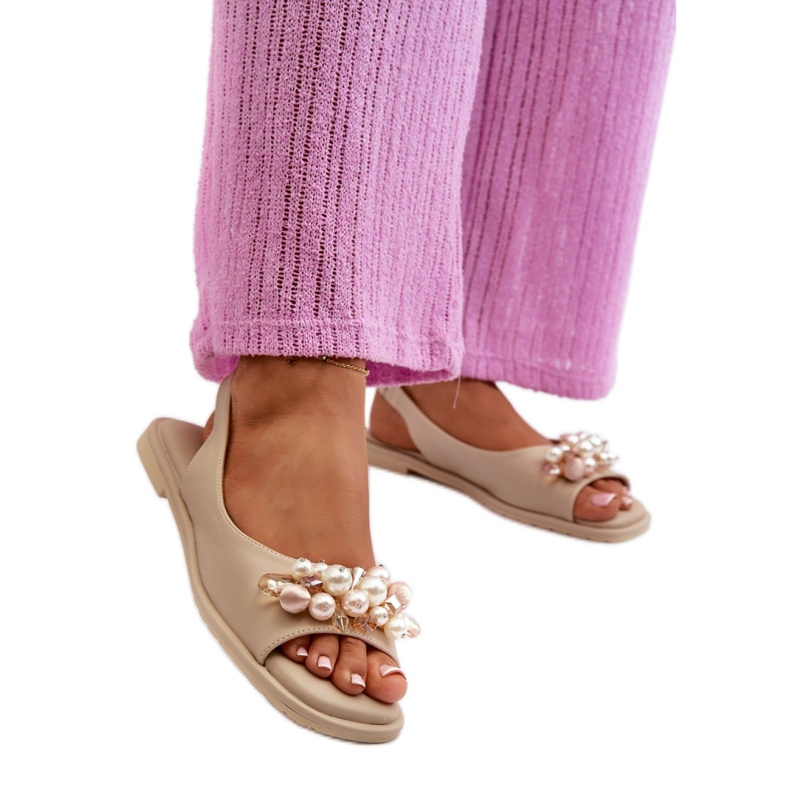 Damsandaler med S.Barski Beige dekorationer