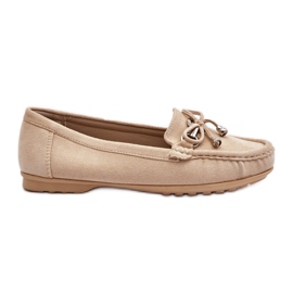 Mockasin för kvinnor med beige dekoration
