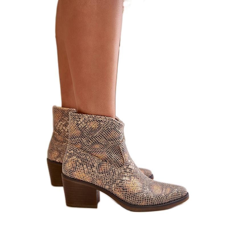 Gold Snake cowboystövlar för kvinnor mångfärgad