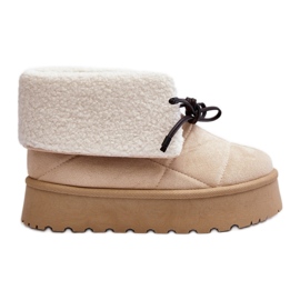 Plattformssnöskor med beige fårskinn