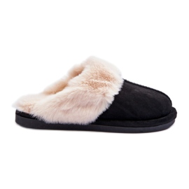 Svarta damtofflor med päls