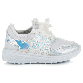 Knutade skor med glitter vit