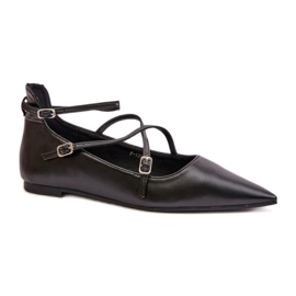 Dambalett i ekoläder med spetsig tå, svart