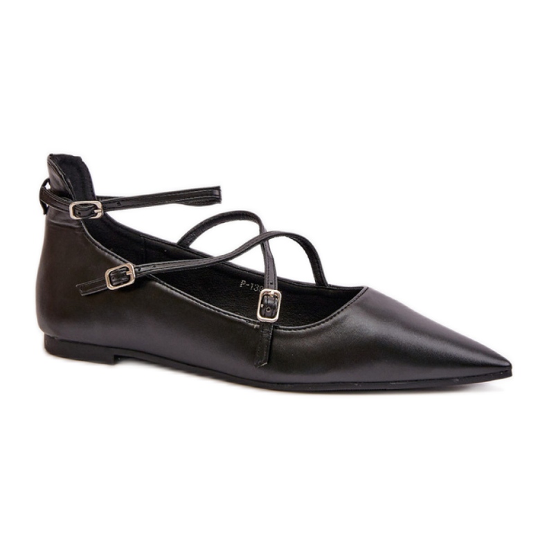 Dambalett i ekoläder med spetsig tå, svart