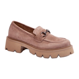 Fashionabla massiva beige mockasiner för kvinnor