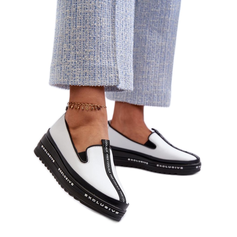 S. BARSKI Barski damskor i vitt naturläder