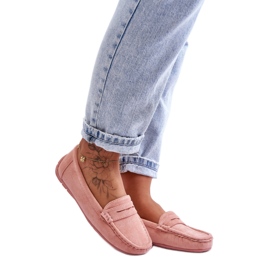 Klassiska ljusrosa mockasiner för kvinnor