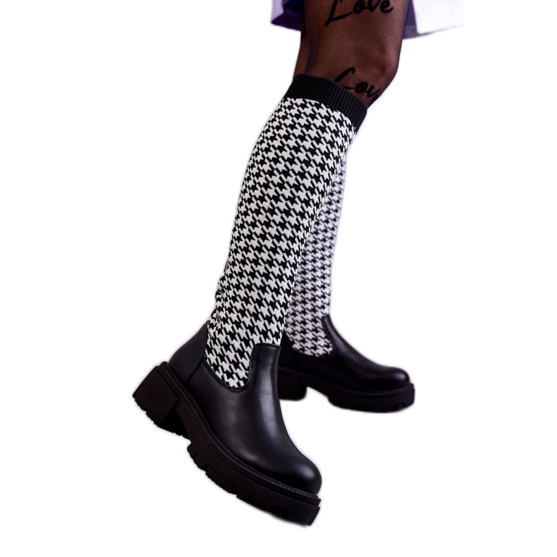 Unika damstövlar med tyg svart