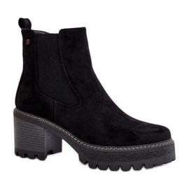 Damstövlar i mocka med tjock botten, svarta